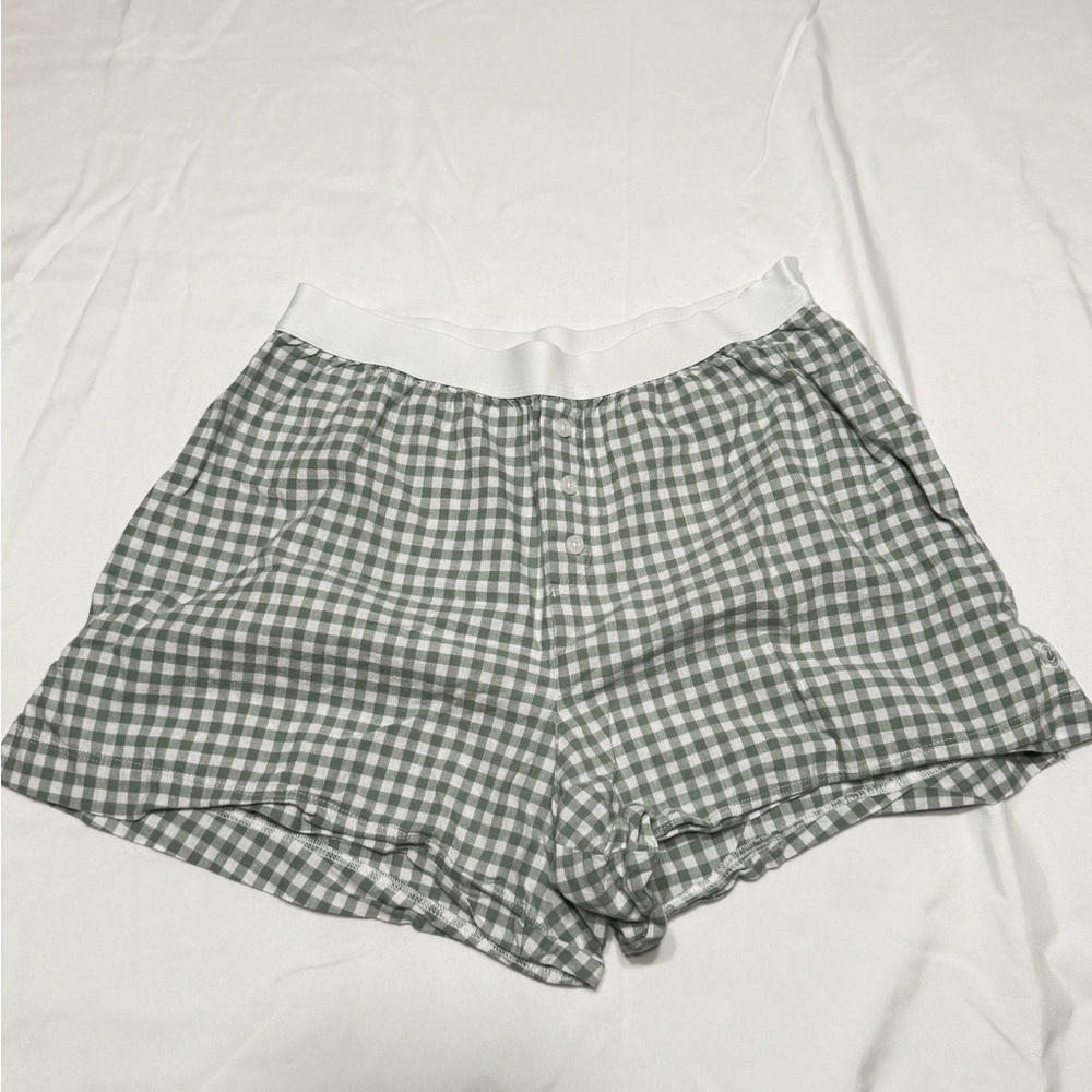 Women's Green Gingham Shorts